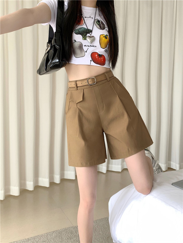 Real shot, real price, fashionable new elastic cotton casual women's pants, thin five-point loose wide-leg cargo shorts