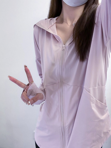 轻薄紫色冰丝防晒衣女款夏季2024新款防晒服开衫外套长款小个子
