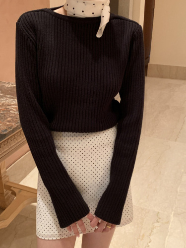 韩国chic新款法式简约波点半身裙女修身显瘦高腰包臀裙短裙