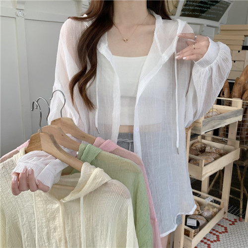 Real shot, real price, hooded casual sun protection clothing, fashionable loose summer women's breathable shirt