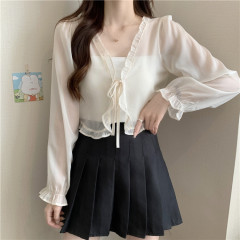 Real-priced chiffon sunscreen cardigan for women, thin shawl, summer skirt, waistcoat, suspenders, short jacket