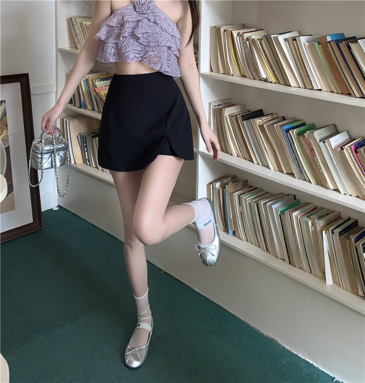 Real photos and real prices for small people, casual suits, short skirts, high-waisted slits, slimming wide-legged A-line skirts
