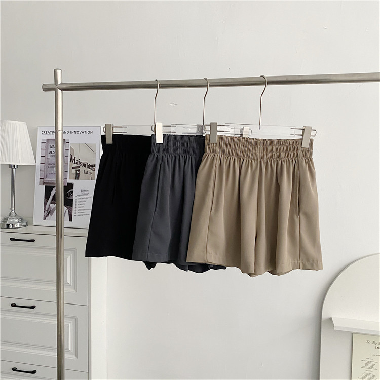 Actual shot and real price Korean style loose casual shorts for women elastic waist suit fabric drape slimming hot pants