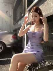 Shot Dreams Butterfly Elastic Mesh Women Celebrity Butterfly Print Pleated Design Strap Dress