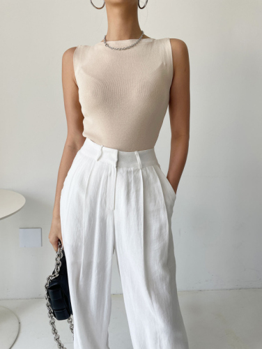 Korean chic summer boat neck sleeveless knitted vest