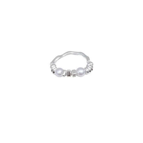 Light luxury niche irregular broken silver pearl ring women's retro high-end design index finger ring internet celebrity ring