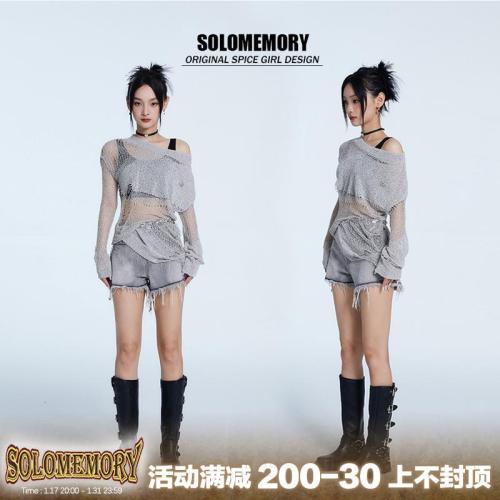 solomemory个人记忆美式辣妹镂空针织罩衫设计感上衣女秋冬