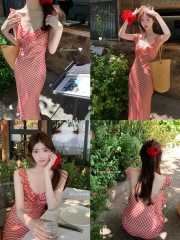 白水女realisatio*熟櫻桃~格紋吊帶魚尾裙4/11 20:00新品九折