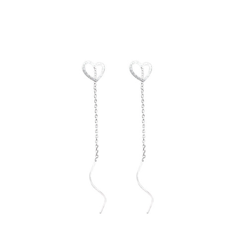 S925 Silver Needle Simple Design Long Tassel Earrings Women's Niche High-end Love Earrings Earrings