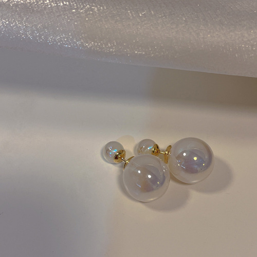 S925银针轻奢小众双珍珠耳钉女简约高级感后戴式耳环网红耳饰
