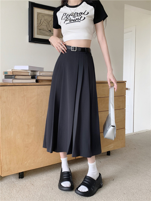 Real photos and real prices Summer suits, cool women's mid-length skirts, high-waisted slim pleated skirts, loose and versatile A-line skirts