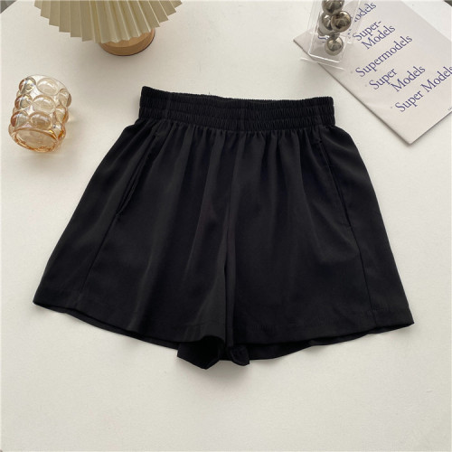 Actual shot and real price Korean style loose casual shorts for women elastic waist suit fabric drape slimming hot pants