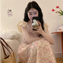 Original method + lining + lining French retro plus size women's dress Xia Xiaofei slim A-line skirt with sleeves