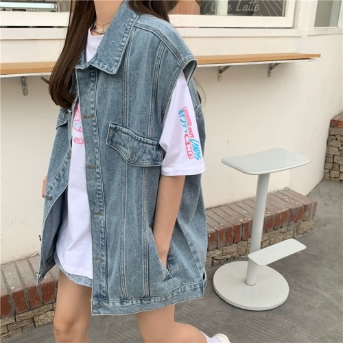 Loose outer denim vest for women spring and autumn new casual fashion sleeveless vest bf lazy style vest jacket trendy