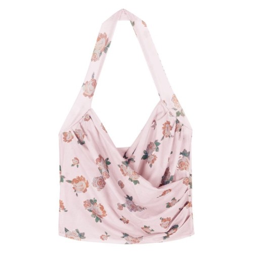 Sweet hot girl floral camisole women's summer wrapped chest outer wear sexy beautiful back Internet celebrity chic short top