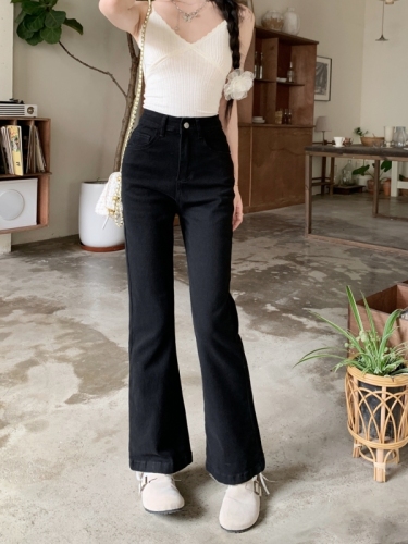 Actual shot #New loose straight jeans women's design nine-point cigarette pipe long pants