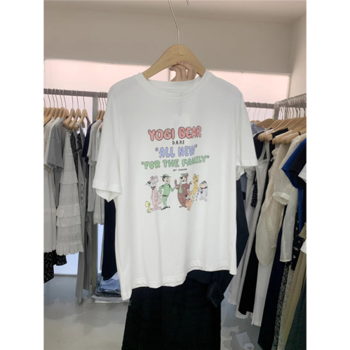 5041# Official Photo Korean Dongdaemun New Cartoon Printed Loose Cotton Short Sleeve T-Shirt for Women Summer