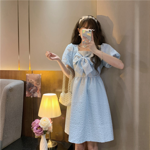 Original workmanship, fat mm dress for women, 2024 summer style, belly-covering, slimming, fresh, student-style, waist-cinching short skirt