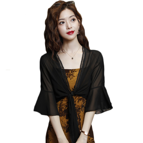 Already shipped 2024 spring and summer new chiffon sun protection cardigan, thin and pretty, small shawl air-conditioning shirt for women