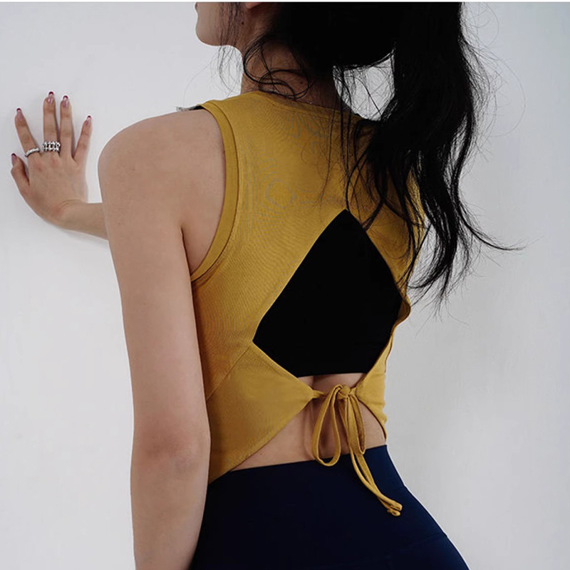 Sexy strapless backless yoga vest for women summer new fitness sports personality slim fit navel-baring versatile top trendy