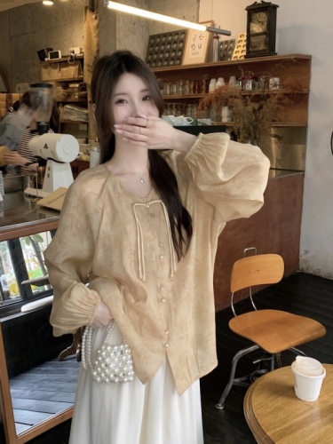 Actual shot ~ 2024 new Chinese style retro chic disc button jacquard loose and versatile sun protection shirt ~