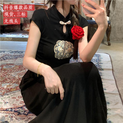 2024 spring and summer new style new Chinese embroidery simple style short tops T-shirts fashion short-sleeved tops