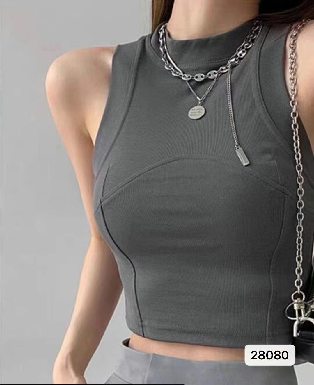 Women's Simple Round Neck Solid Color Backless Top - 2024 Summer New Korean Style Fashion