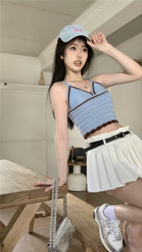 Actual shot ~ Retro contrasting color thick needle versatile knitted suspender belt for women