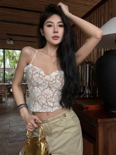 Actual shot of pure lust lace slim fit lace suspenders high waist wide leg overalls floor mopping pants