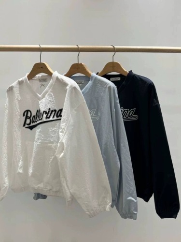 3 colors new summer style~Korea Dongdaemun embroidered letters on the back bow nylon outdoor pullover windbreaker jersey