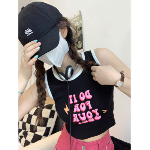 American style small suspenders sweet and cool hot girl niche short top retro summer sleeveless bottoming vest for women has been shipped