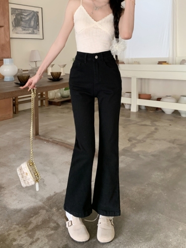 Actual shot #New loose straight jeans women's design nine-point cigarette pipe long pants