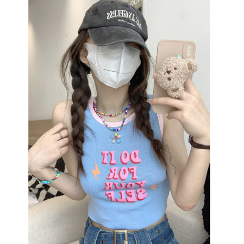 American style small suspenders sweet and cool hot girl niche short top retro summer sleeveless bottoming vest for women has been shipped