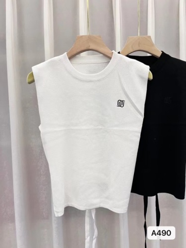 韩版2024夏季女装新款设计感小众系带圆领不规则宽松无袖背心t恤