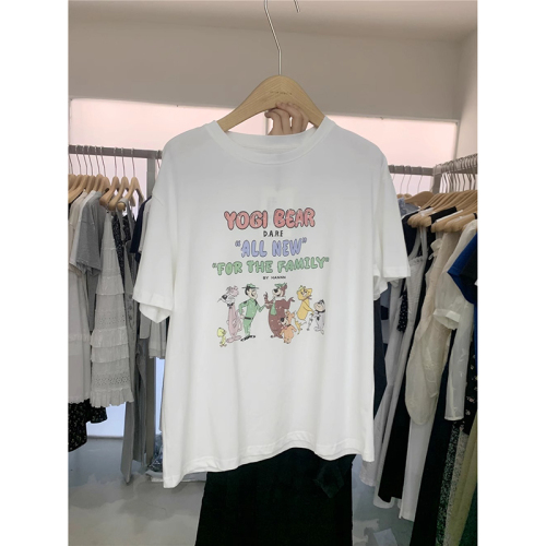 5041# Official Photo Korean Dongdaemun New Cartoon Printed Loose Cotton Short Sleeve T-Shirt for Women Summer