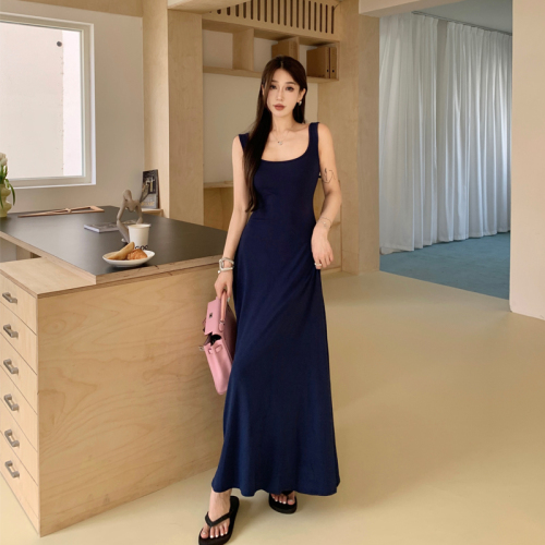 Actual shot ~ High-end floor-length skirt High-end design temperament solid color waist dress for women waist long skirt for women