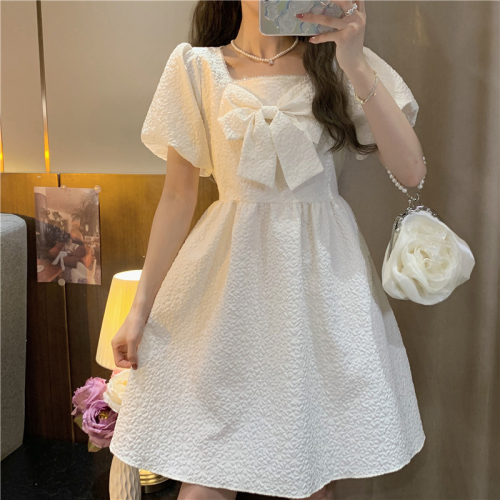 Original workmanship, fat mm dress for women, 2024 summer style, belly-covering, slimming, fresh, student-style, waist-cinching short skirt