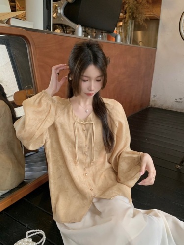 Actual shot ~ 2024 new Chinese style retro chic disc button jacquard loose and versatile sun protection shirt ~