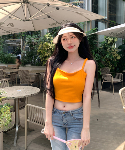 Real shot of hot girl knitted camisole women's summer sweet and spicy sleeveless top for inner and outer wear
