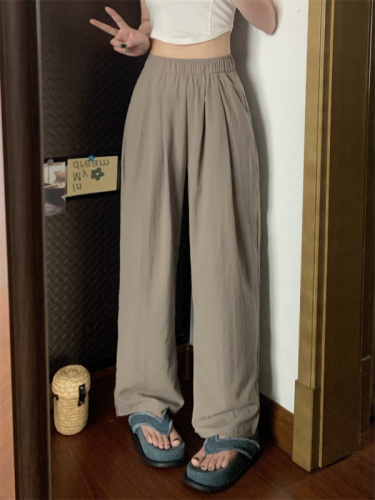 Real shot of Japanese style lazy wide-leg pants, high-waisted, slim and drapey, loose casual straight-leg Yamamoto pants