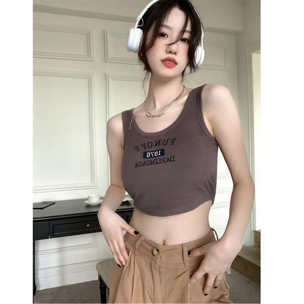 已出貨帶胸墊背心女夏季小眾設計感外穿內搭顯瘦無袖上衣女