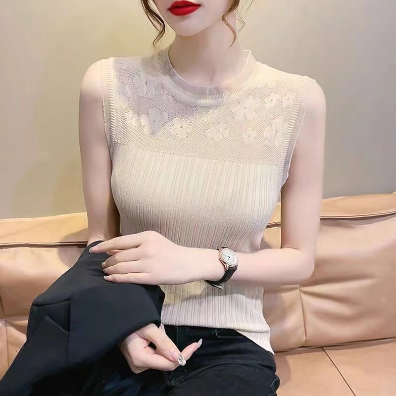 冰絲背心女內搭2024新款夏季吊帶打底衫上衣外穿網紗針織無袖t恤