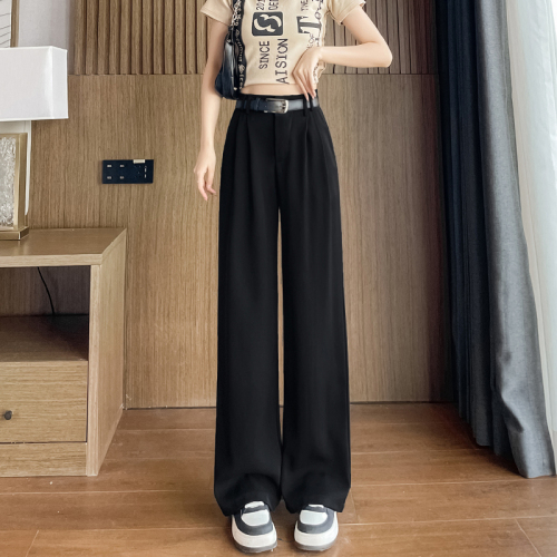 Real shot #Narrow version casual straight suit pants for women spring and summer 2024 new high waist drape slim wide leg pants for women