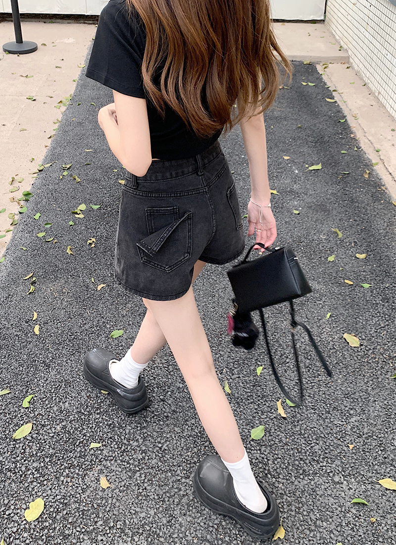實拍2024夏上新美式復古洗水高腰牛仔半身裙女辣妹包臀短裙褲