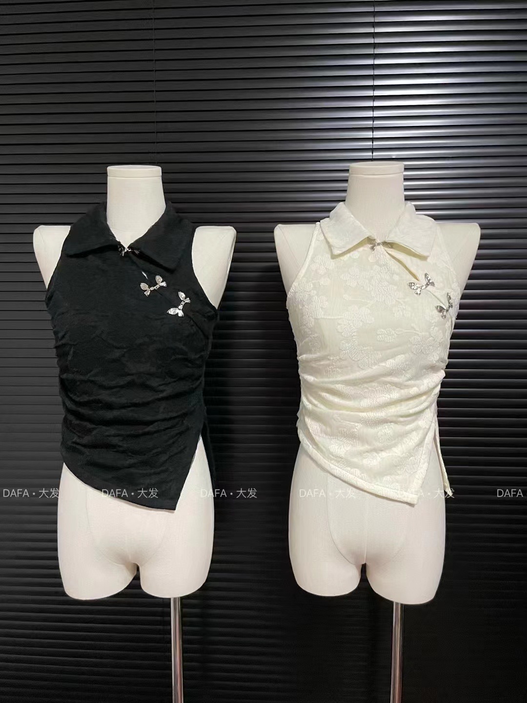 LiNa Modern Chinese Style National Style Sleeveless Top Summer New Arrival Versatile Fitted Shoulder-Strapless T-Shirt Unique Women's Backless Top