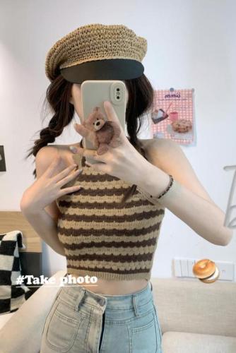 Actual shot of new striped knitted halterneck striped hottie halter top