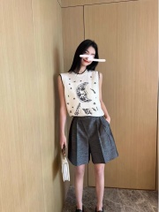 港味chic白色無袖寬鬆T恤女2024年夏季新款小眾設計感遮肚子上衣