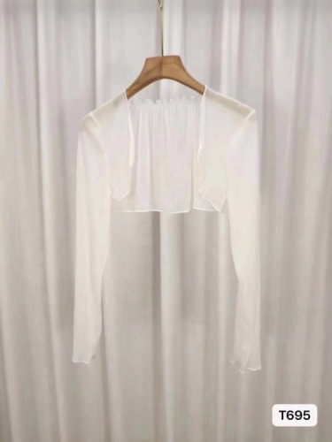 冰丝防晒衣罩衫夏季白色雪纺开衫长袖短款小披肩空调透气外套仙女
