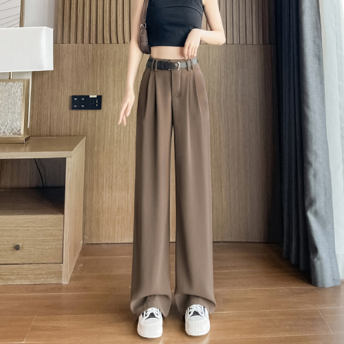 Real shot #Narrow version casual straight suit pants for women spring and summer 2024 new high waist drape slim wide leg pants for women