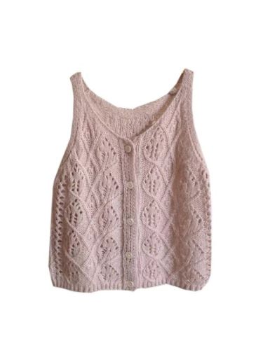 Mohair soft waxy hollow thin v-neck knitted vest cardigan for women loose outer wear spring and summer gentle layering top